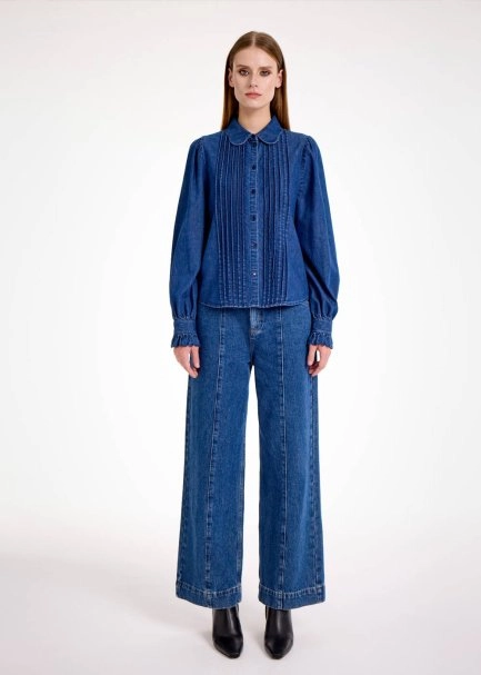 PINTUCK DETAILED DENIM SHIRT - 2