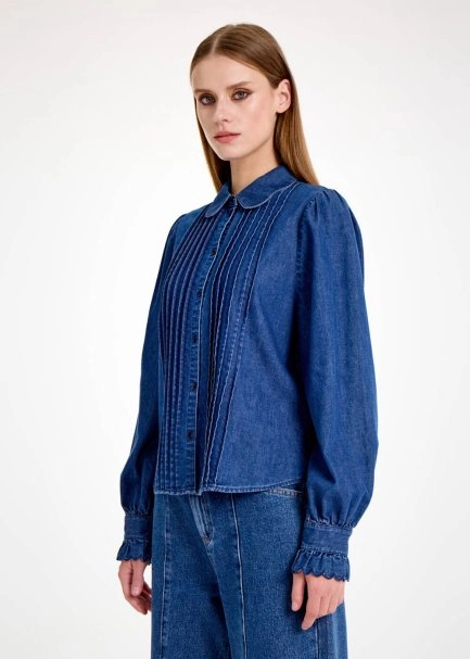 PINTUCK DETAILED DENIM SHIRT - 3