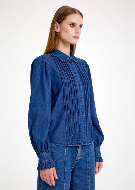 PINTUCK DETAILED DENIM SHIRT - 4