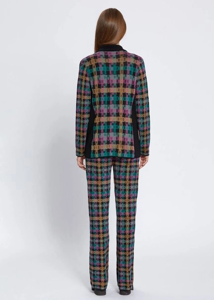 PLAID PATTERN JACQUARD KNIT JACKET - 5