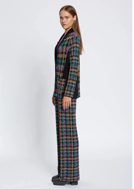 PLAID PATTERN JACQUARD KNIT JACKET - 4