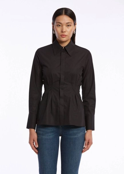 PLEAT DETAILED BLACK PURE COTTON SHIRT - 1