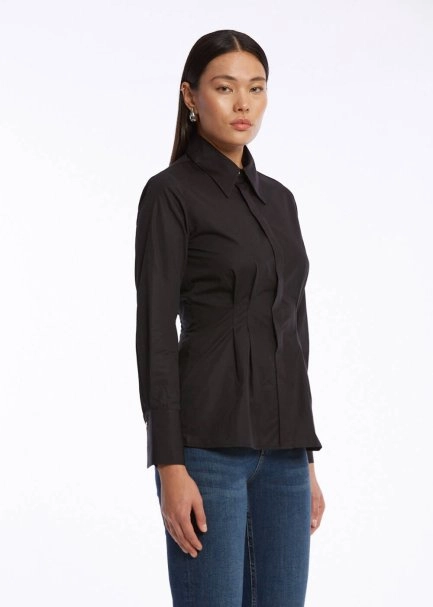  PLEAT DETAILED BLACK PURE COTTON SHIRT - 3