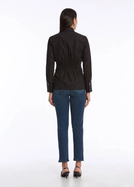  PLEAT DETAILED BLACK PURE COTTON SHIRT - 5