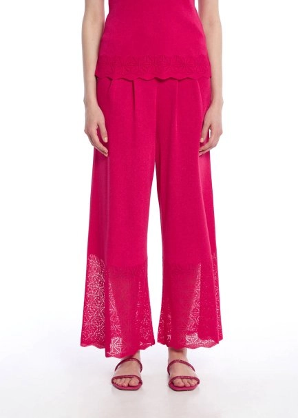 PLEAT DETAILED CYCLAMEN KNIT PANTS - 2