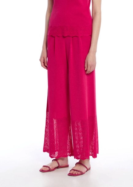 PLEAT DETAILED CYCLAMEN KNIT PANTS - 3