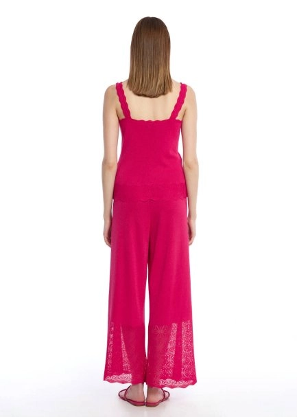 PLEAT DETAILED CYCLAMEN KNIT PANTS - 5