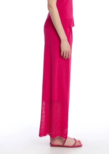 PLEAT DETAILED CYCLAMEN KNIT PANTS - 4