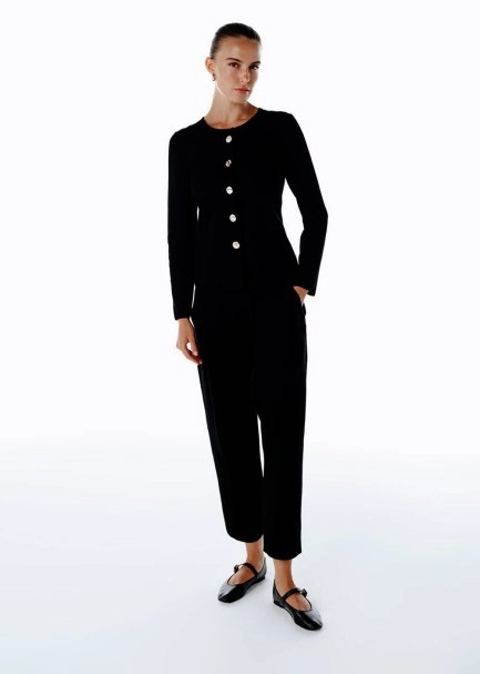 PLEAT DETAILED KNIT PANTS BLACK - 1