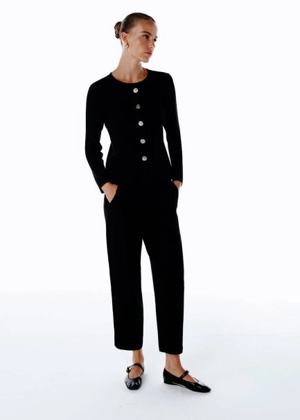 PLEAT DETAILED KNIT PANTS BLACK - 3