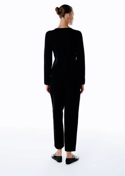 PLEAT DETAILED KNIT PANTS BLACK - 5