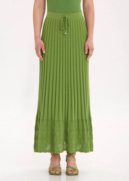 PLEATED DETAIL NEPHRITE KNIT SKIRT - 2