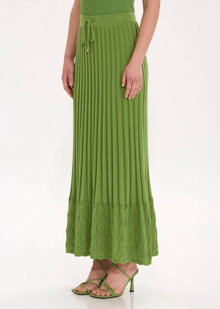 PLEATED DETAIL NEPHRITE KNIT SKIRT - 3