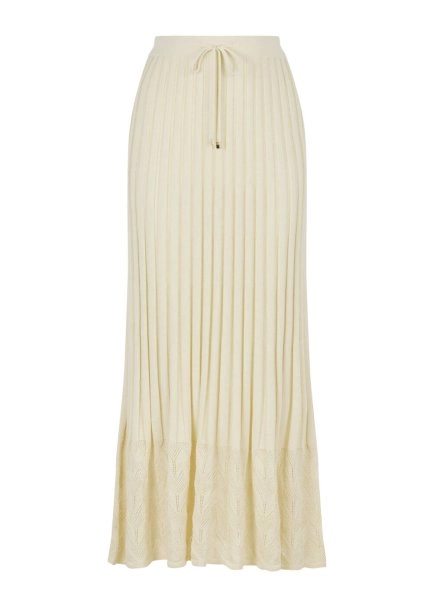 PLEATED DETAIL SAND KNIT SKIRT - 6