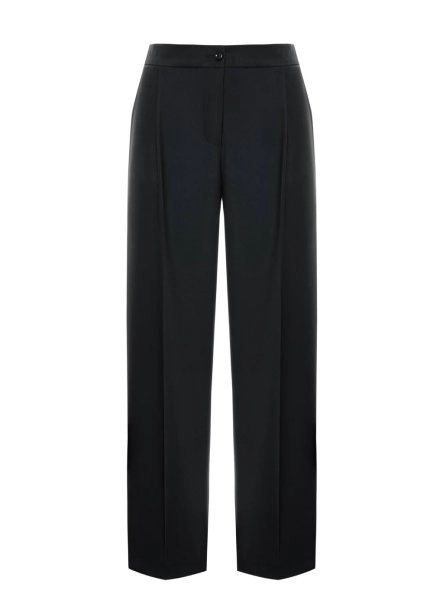 PLEATED DETAIL WOOL PANTS BLACK - 6