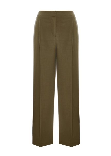 PLEATED DETAIL WOOL PANTS OLIVESTONE - 6