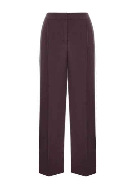 PLEATED DETAIL WOOL PANTS PLUM - 6