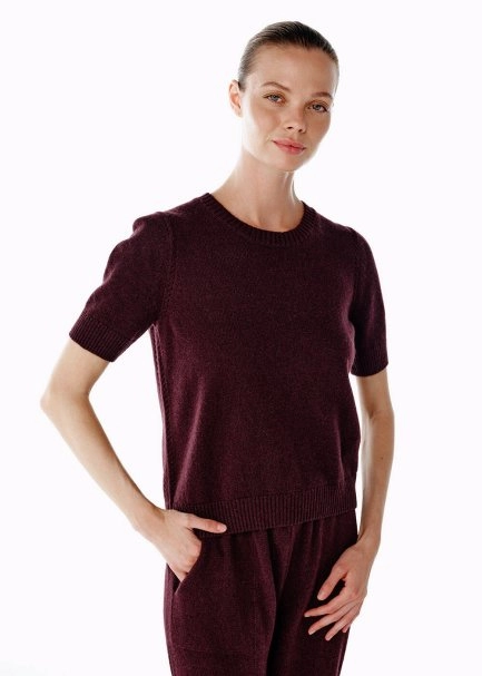PLUM CASHMERE KNIT TOP - 4