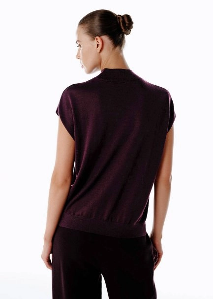 PLUM MERINO WOOL BLEND KNIT TOP - 5