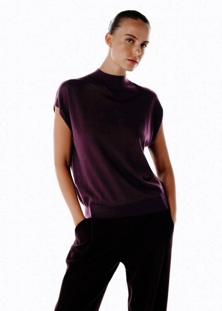 PLUM MERINO WOOL BLEND KNIT TOP - 4