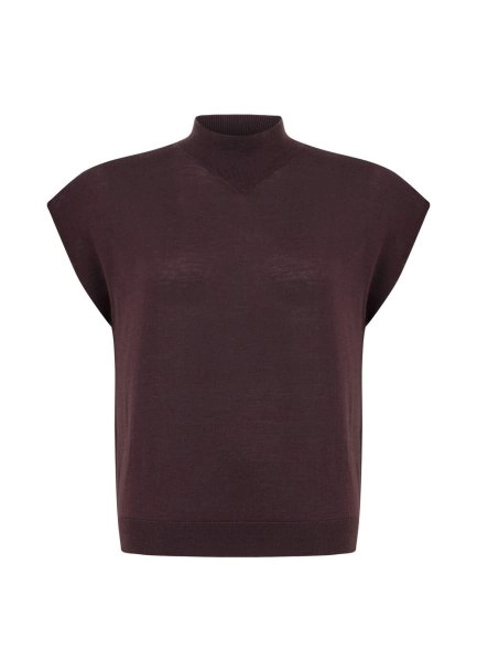PLUM MERINO WOOL BLEND KNIT TOP - 6
