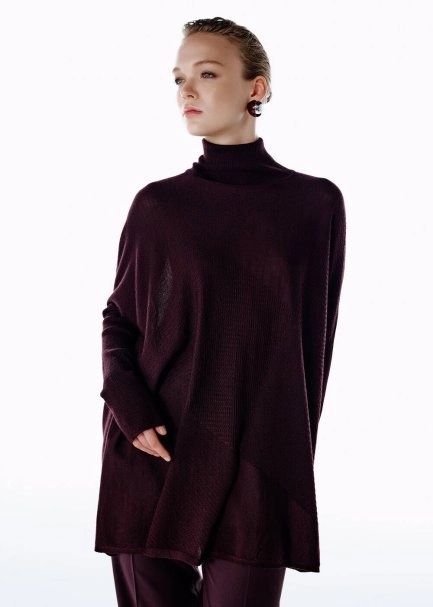 PLUM MERINO WOOL BLEND KNIT TUNIC - 4