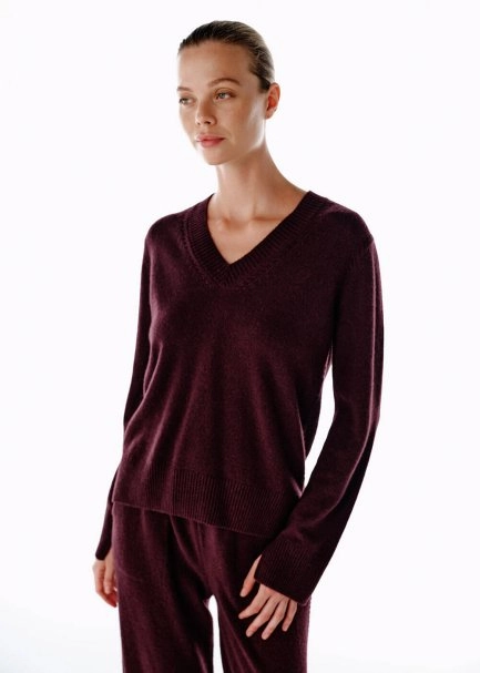 PLUM V NECK CASHMERE SWEATER - 4