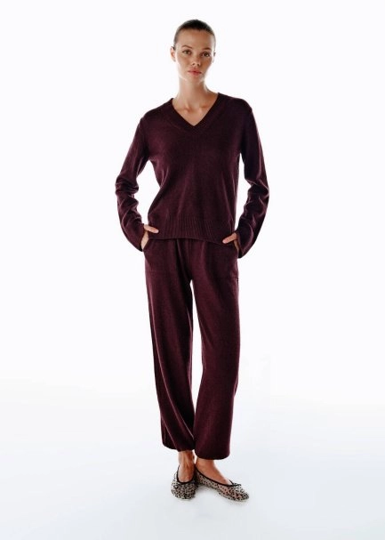 PLUM V NECK CASHMERE SWEATER - 2