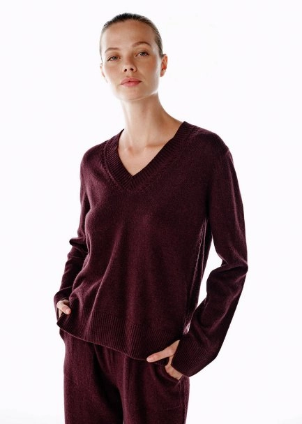 PLUM V NECK CASHMERE SWEATER - 3