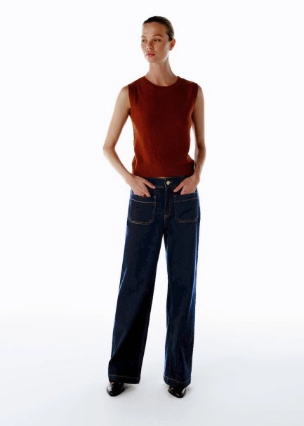 POCKET DARK BLUE DENIM PANTS - 2