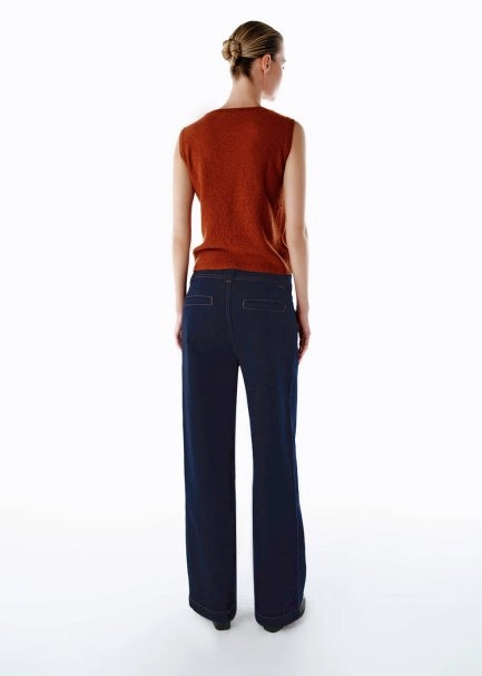 POCKET DARK BLUE DENIM PANTS - 5