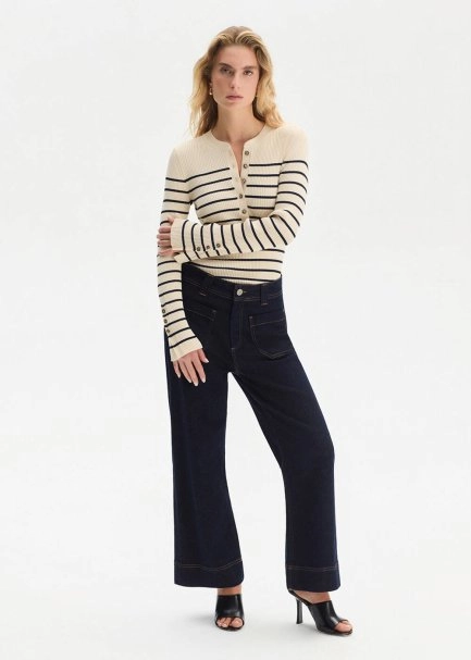 POCKET DARK BLUE DENIM PANTS - 3