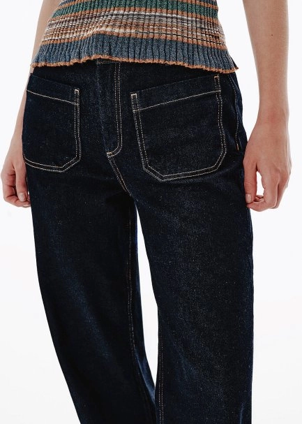 POCKET DARK BLUE DENIM PANTS - 4