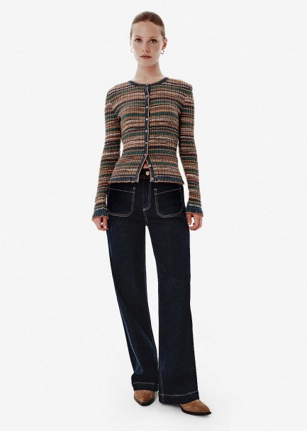 POCKET DARK BLUE DENIM PANTS - 3