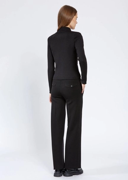 Pocket Detailed Black Merino Wool Knit Pant - 5