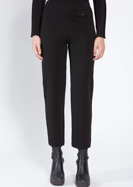 Pocket Detaıled Black Merıno Wool Knıt Pants - 2