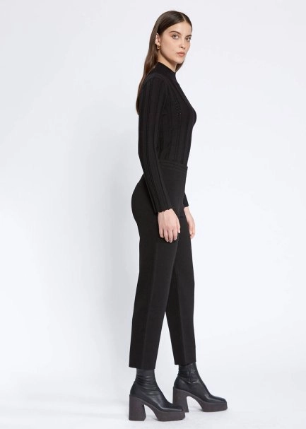 Pocket Detaıled Black Merıno Wool Knıt Pants - 4