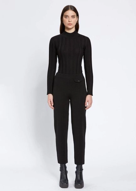 Pocket Detaıled Black Merıno Wool Knıt Pants - 1