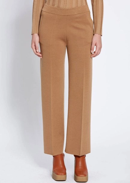 Pocket Detailed Camel Merino Wool Knit Pant - 2