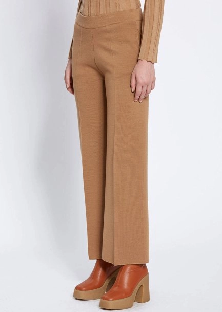 Pocket Detailed Camel Merino Wool Knit Pant - 3