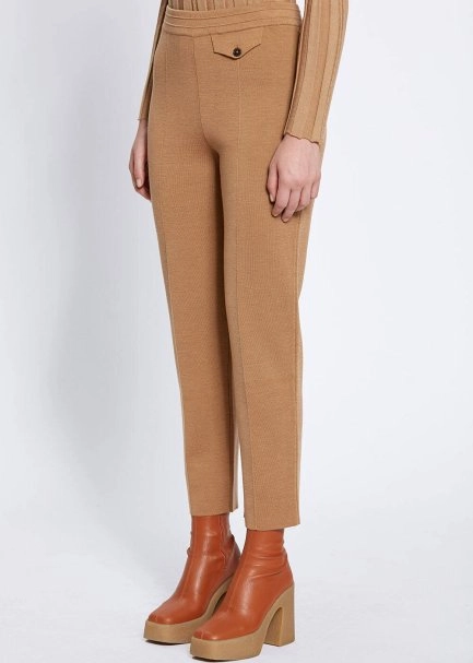Pocket Detaıled Camel Merıno Wool Knıt Pants - 3