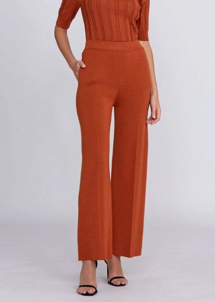 Pocket Detailed Copper Merino Wool Knit Pant - 1