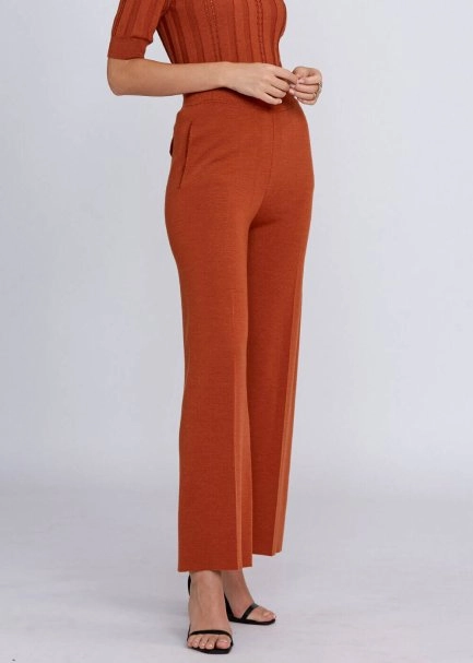 Pocket Detailed Copper Merino Wool Knit Pant - 4