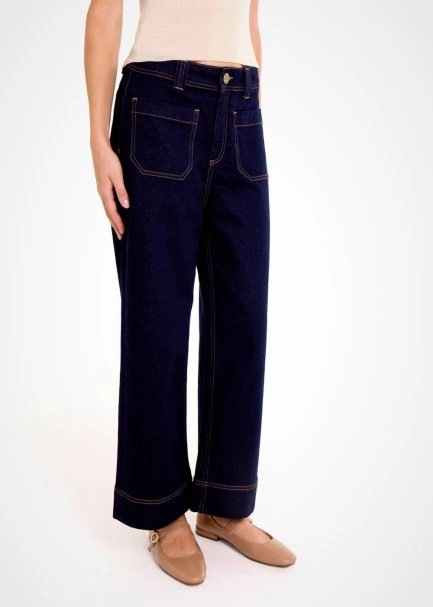 POCKET DETAILED CROP DENIM PANTS - 4