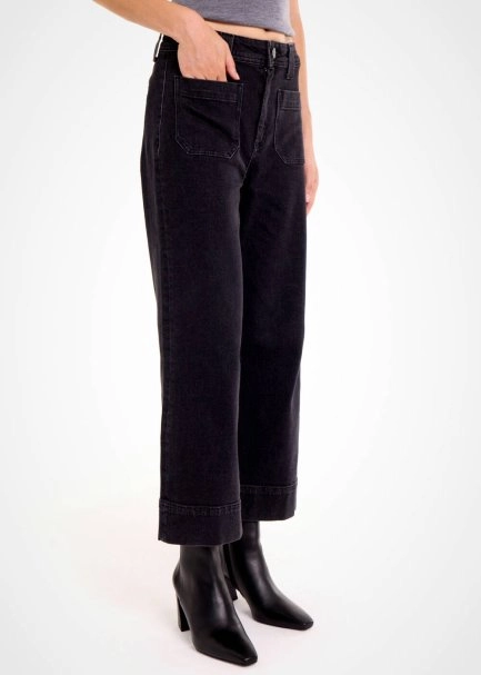 POCKET DETAILED CROP DENIM PANTS MID GREY - 4