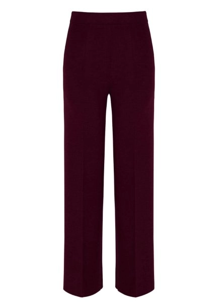 Pocket Detailed Wine Merino Wool Knit Pant - 6