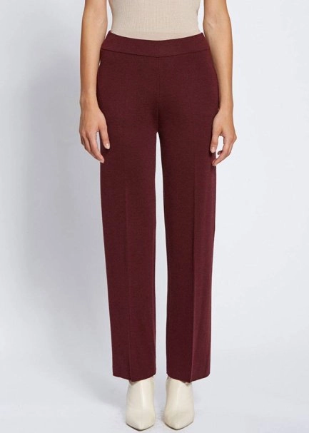 Pocket Detailed Wine Merino Wool Knit Pant - 2