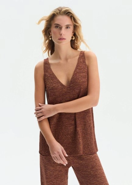 POINTELLA DETAIL BRONZE KNIT TOP - 1
