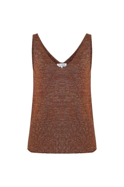POINTELLA DETAIL BRONZE KNIT TOP - 6