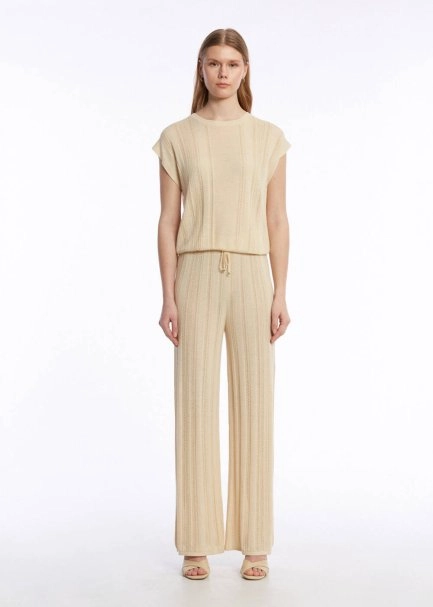 POINTELLA DETAIL SAND KNIT PANTS - 2